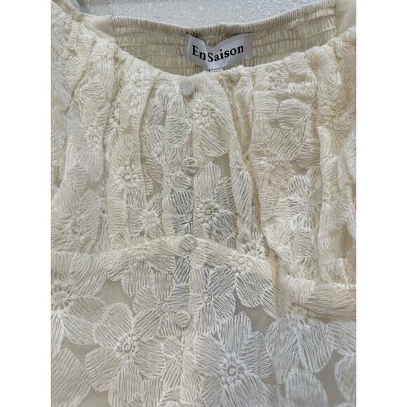 EN SAISON NWT $148 Agathe Natural Embroidered Floral Top Size 3X - Picture 6 of 10